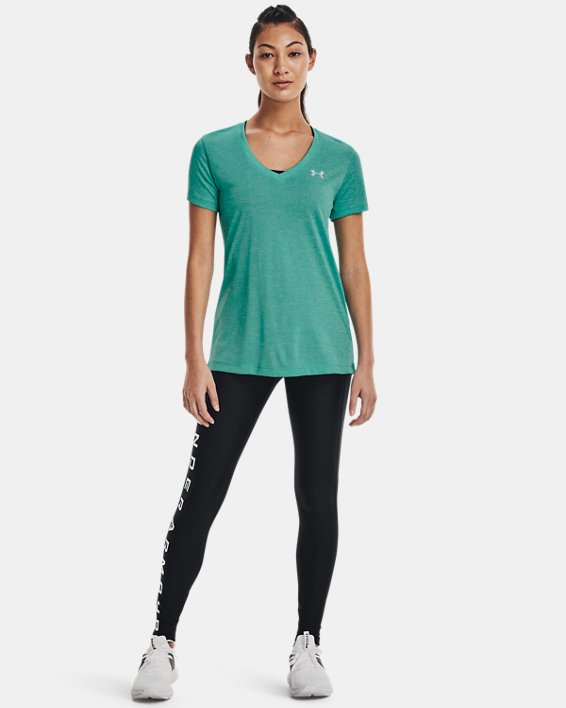 T-shirt col V UA Tech™ Twist pour femme, Green, pdpMainDesktop image number 2